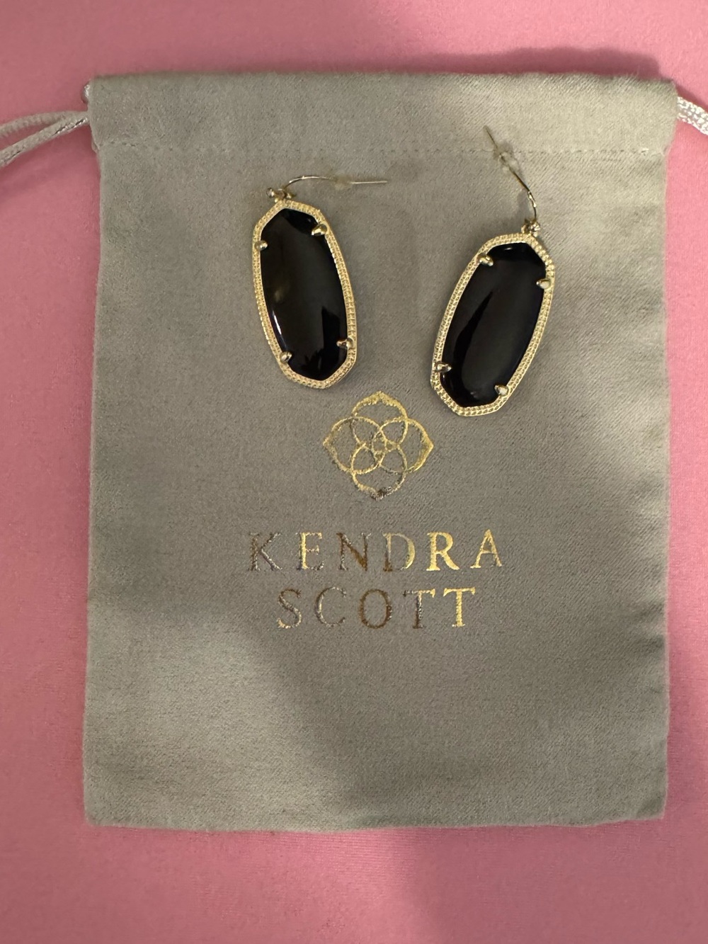 Kendra Scott Gold and Black Glass Ella Drop Earrings